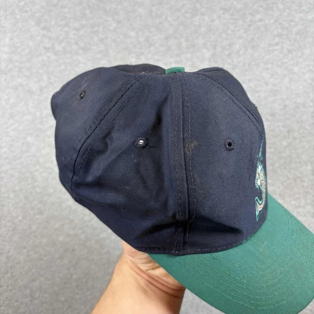 Vintage 90s Seattle Mariners Logo 7 Snapback Hat MLB Baseball Cap Two Tone Green